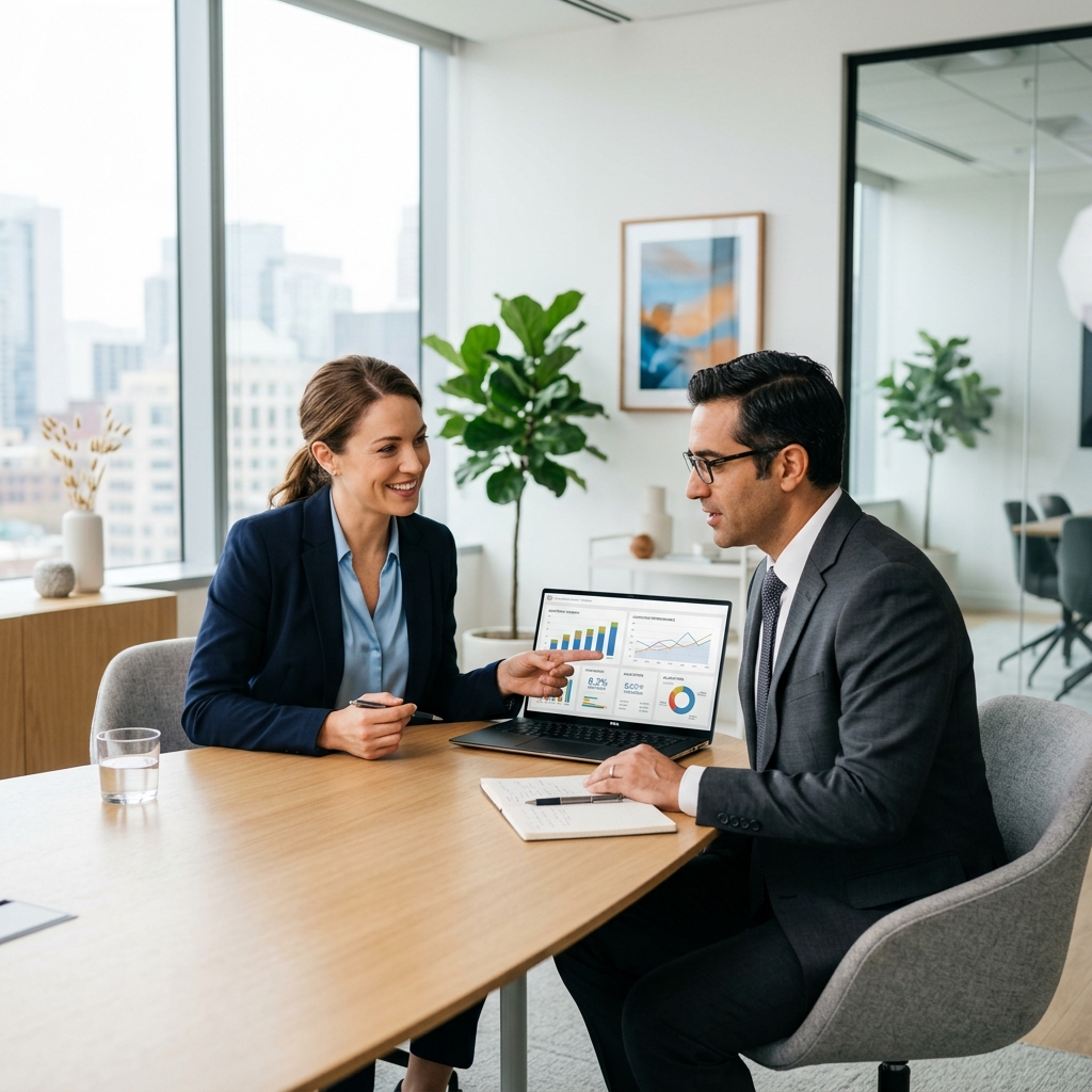 Consultant discussing finance options with client
